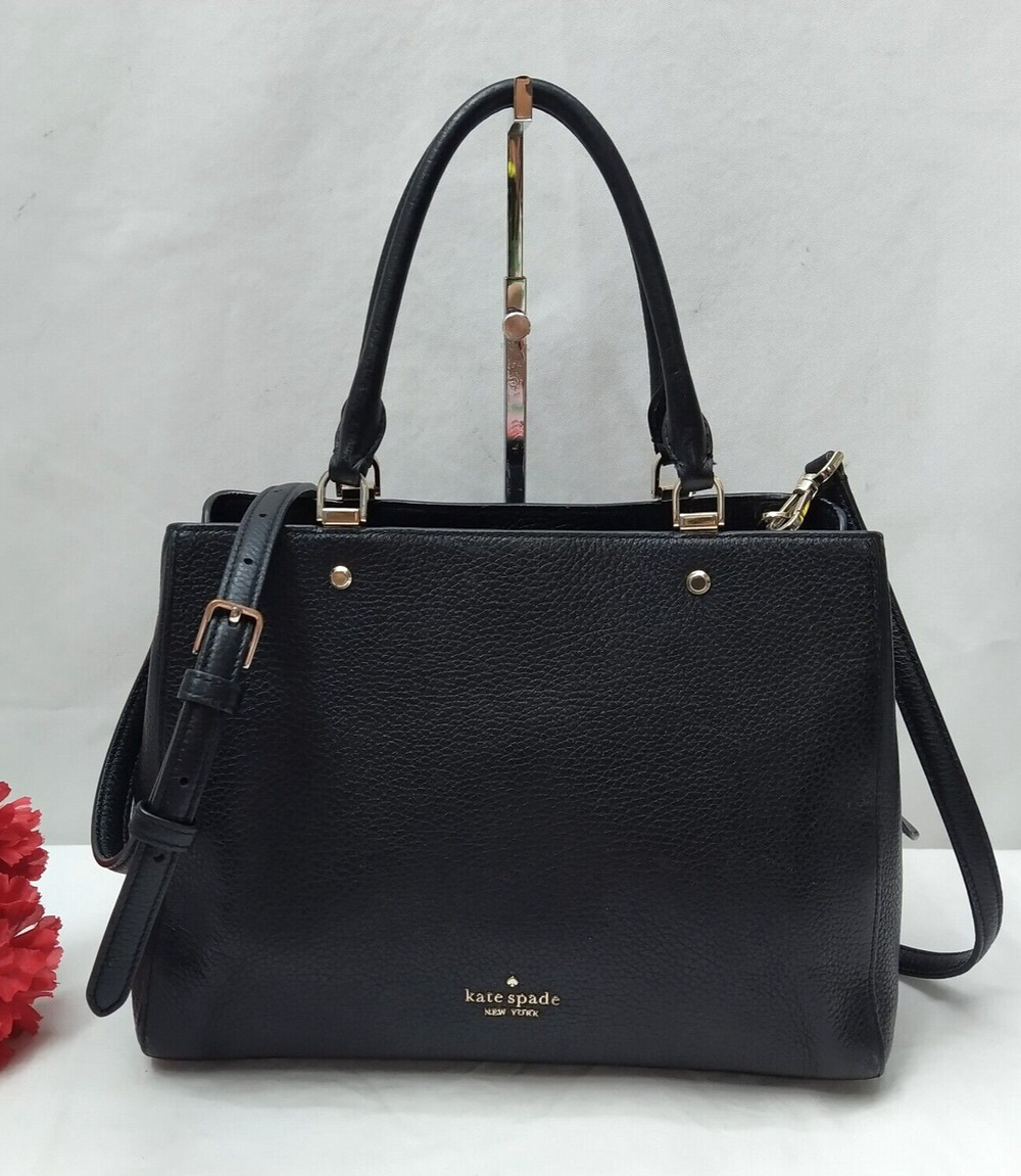 Kate Spade New York Black Leather Double Handles Zipper Closure Satchel Bag